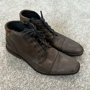 Men's Classic Brown Lace-Up Boots with Side Zipper